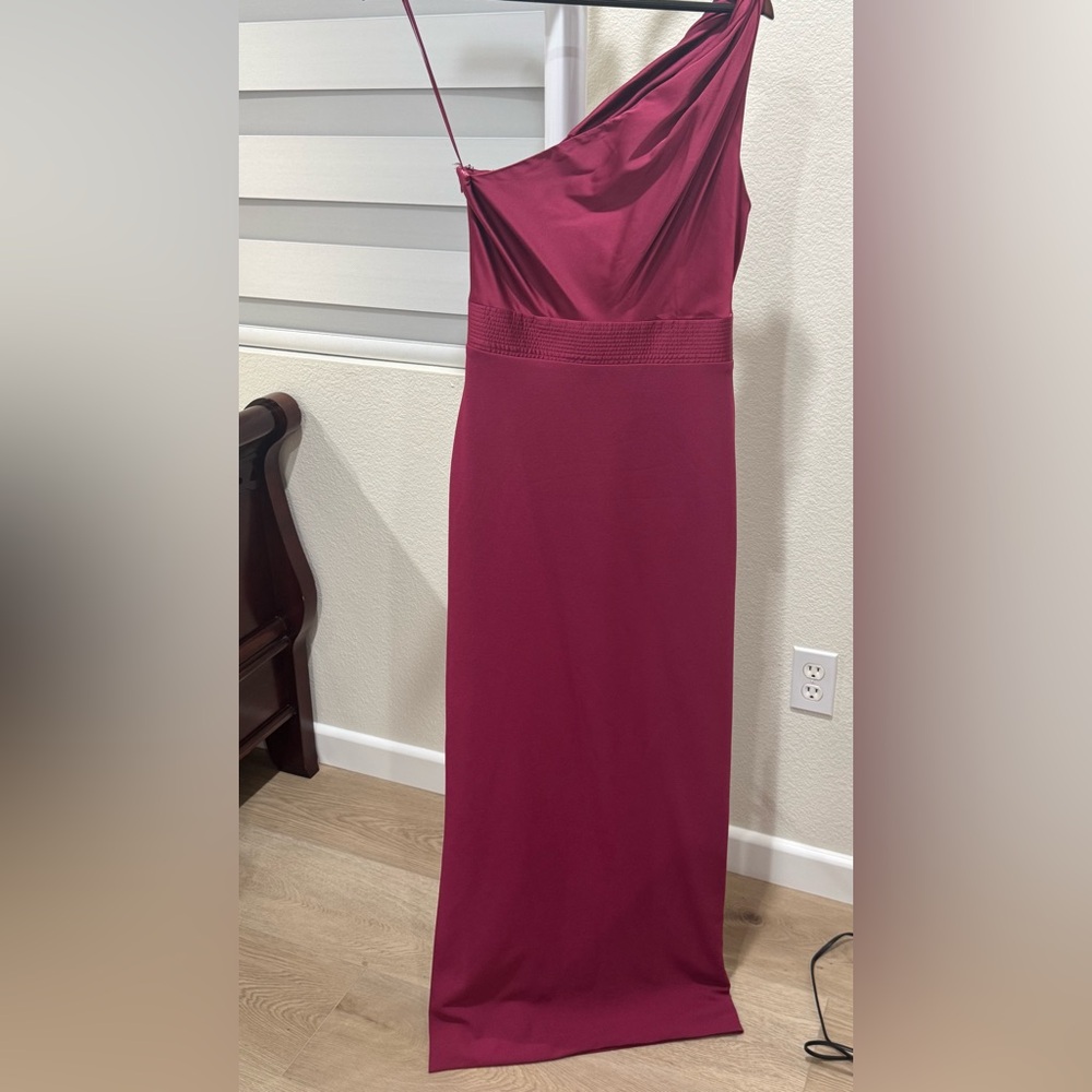 Solace London Strapless Burgundy Dress